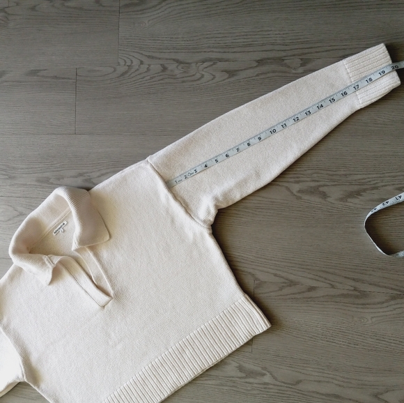 Reformation Francesco Organic Cotton Polo Sweater Gossamer /Ivory S - Picture 11 of 16